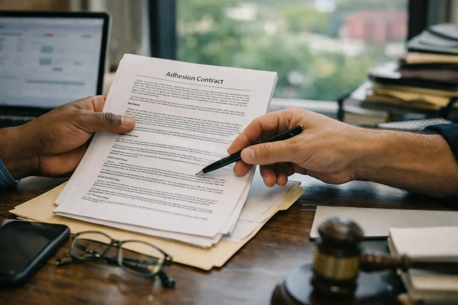How Adhesion Contract applies to Personal Injury Lawyer services in Atlanta, United States—practical illustration